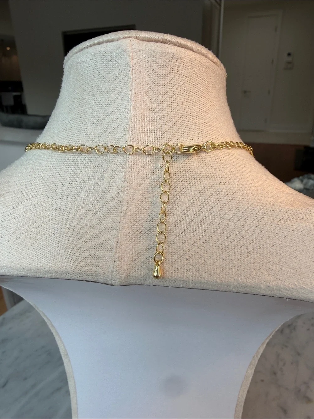 Gold Clover Charm Necklace with White Accents